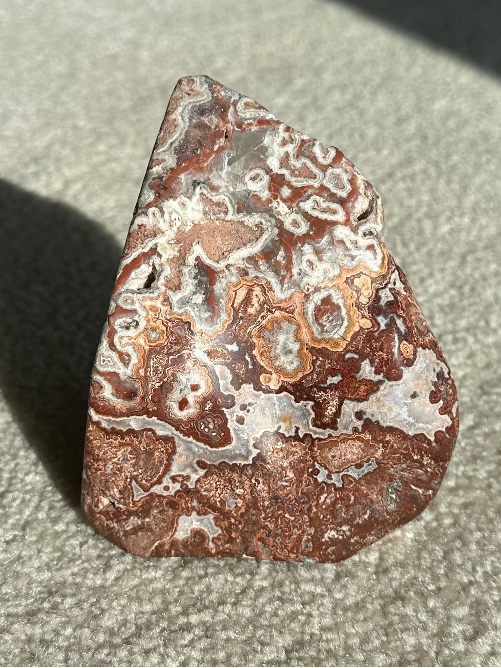 Polished Maroon and White laced Jasper Specimen